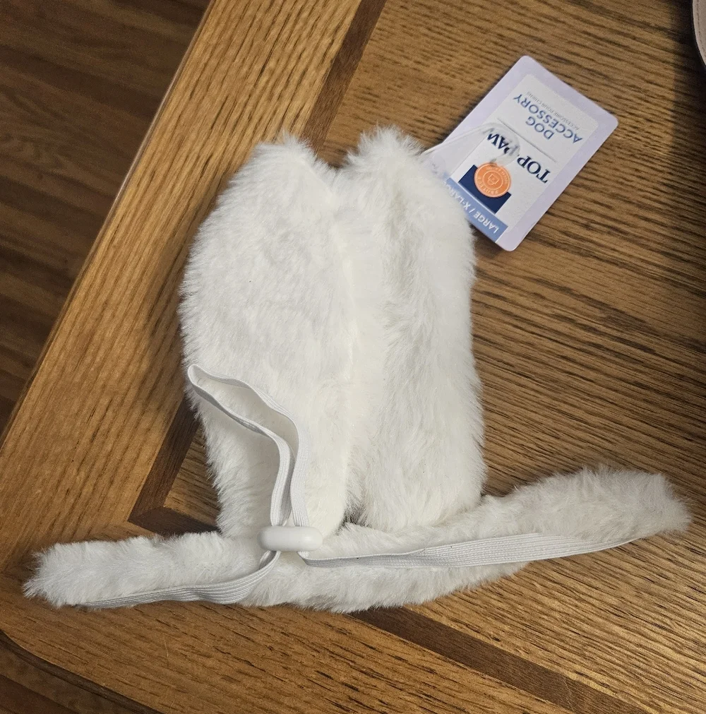 NWT Top Paw Pink & White Bunny Ears Headband Dog Accessory Size L/XL Adjustable